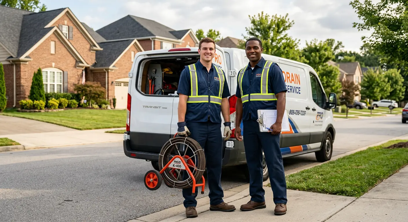 Sewer and drain service team with equipment ready for work in Sherwood