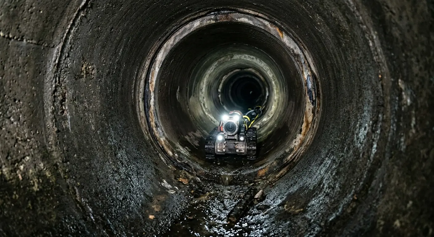Robotic sewer camera inspecting pipe interior for Sewer Line Repair in Sherwood